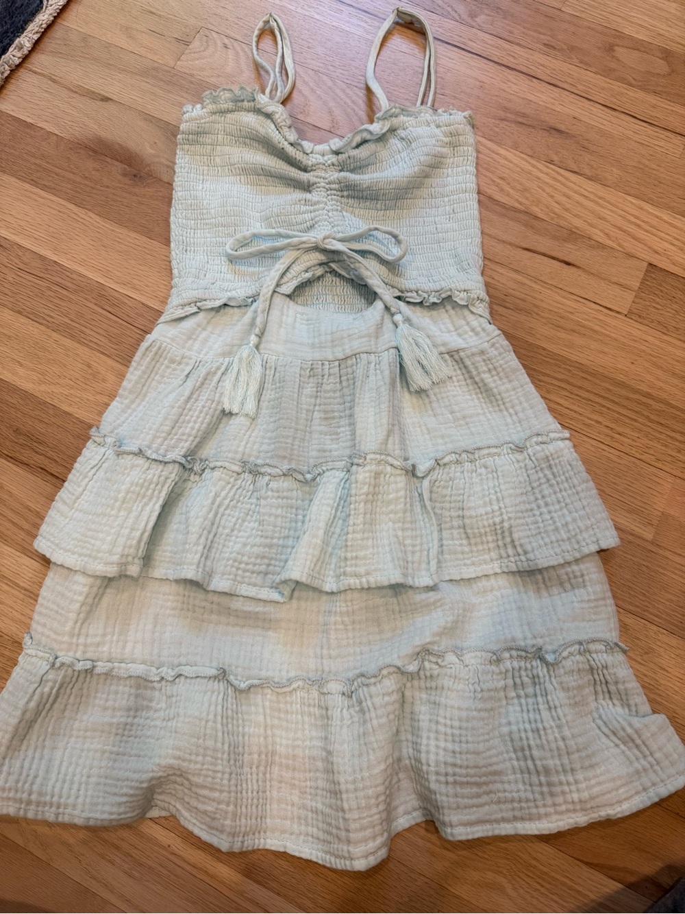 Ocean Drive Light Blueish/Greenish Tiered Cotton Sundress